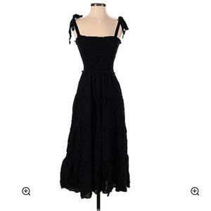 Le Lis Black Smocked Bow Maxi Dress